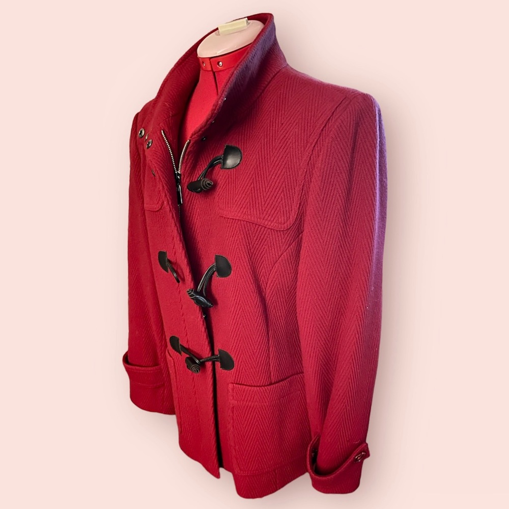 Talbots | Size 10 Red Wool Toggle Buttons Full Zi… - image 4